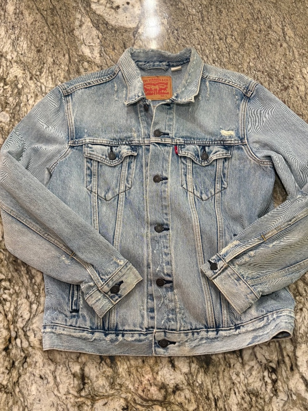 Levi's Distressed Light Wash Denim Trucker Jacket